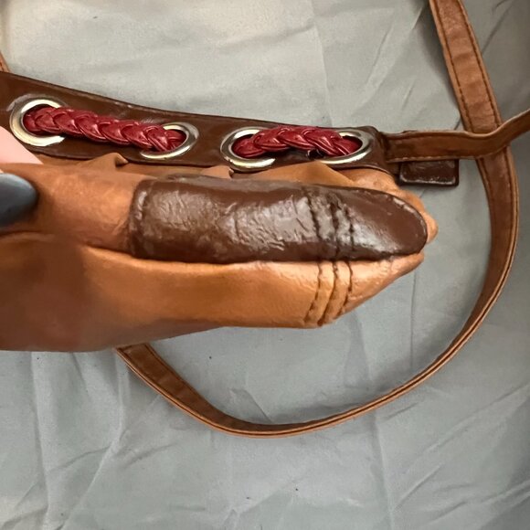 Brown Vegan Leather Crossbody with Braid Detail - Picture 5 of 9